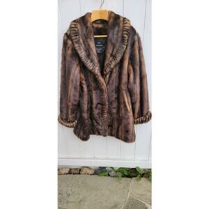 Dennis by Dennis Basso Womens Dark Brown Faux Fur Lined Long Sleeve Coat Size XL